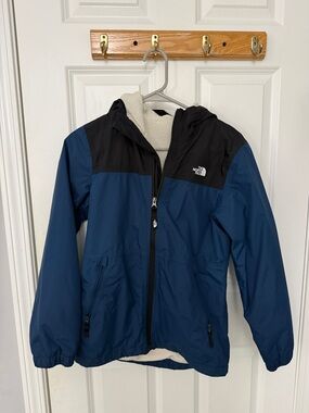 The North Face Navy Blue and Black Hooded Jacket - Boys XL